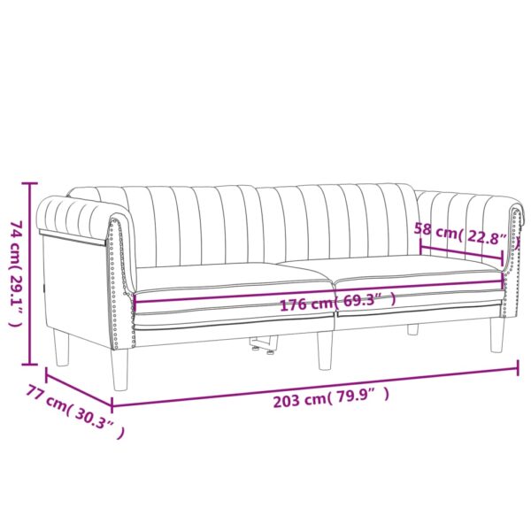 3 pcs conjunto de sofás veludo cinzento-escuro - Image 8
