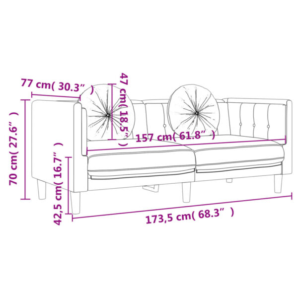 2 pcs conjunto de sofás com almofadas veludo cinzento-escuro - Image 7
