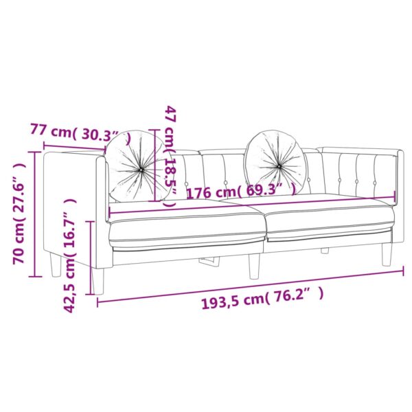 2 pcs conjunto de sofás com almofadas veludo cinzento-escuro - Image 8