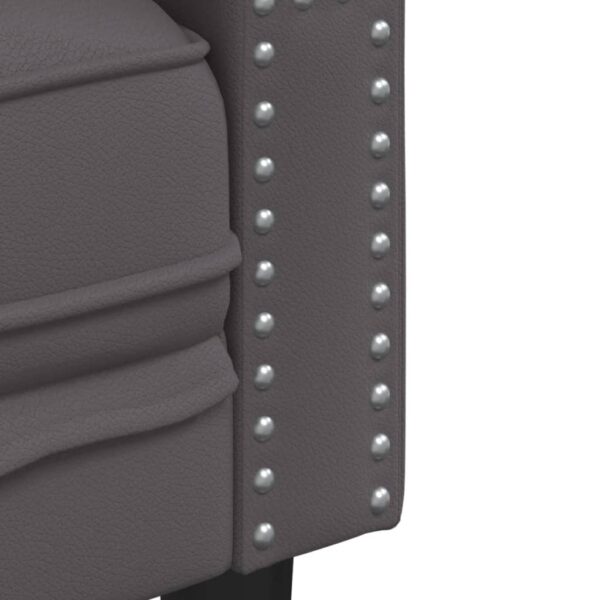 2 pcs conjunto de sofás chesterfield couro artificial cinzento - Image 5