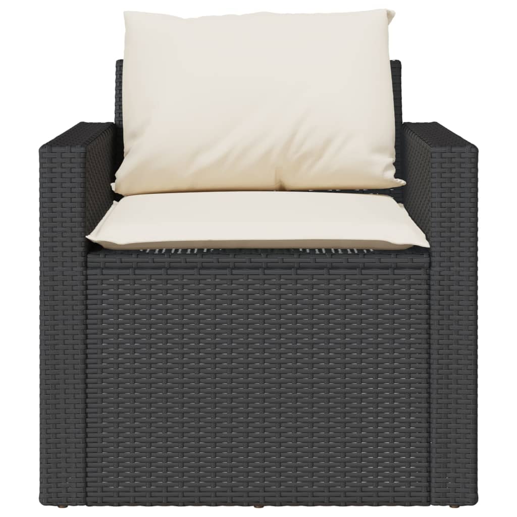 4 pcs conjunto de sofás para jardim c/ almofadões vime PE preto - Image 5