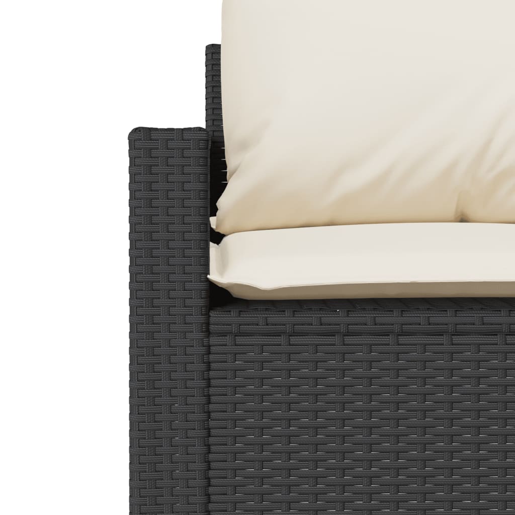 4 pcs conjunto de sofás para jardim c/ almofadões vime PE preto - Image 7