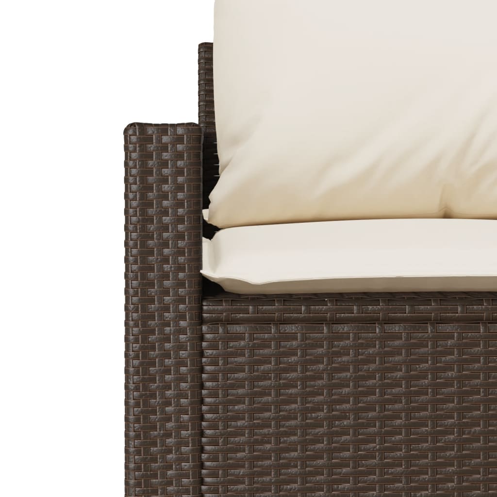 4 pcs conjunto sofás de jardim c/ almofadões vime PE castanho - Image 7