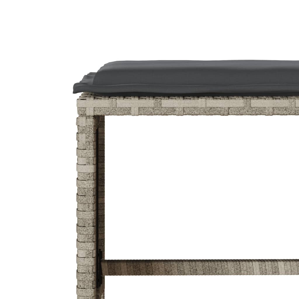 4 pcs conj. sofás jardim c/ almofadões vime PE cinzento-claro - Image 8