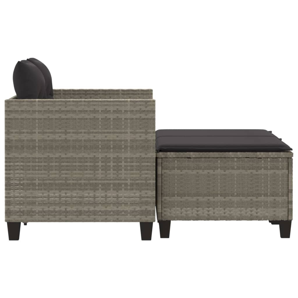 Sofá de jardim de 2 lugares com bancos vime PE cinzento-claro - Image 4