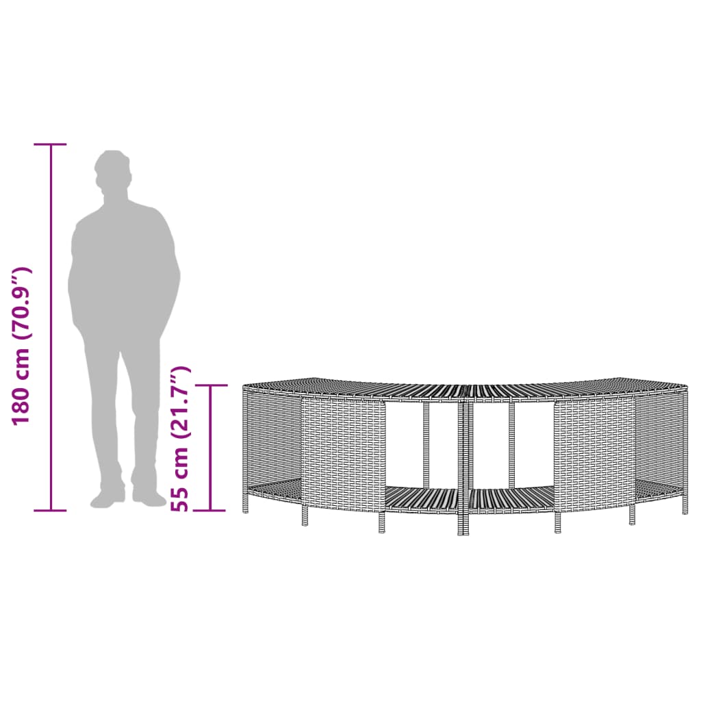 Prateleiras p/ banheira de hidromassagem 2 pcs vime PE cinzento - Image 8