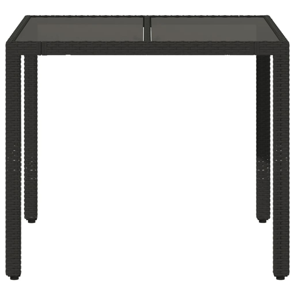 Mesa de jardim com tampo de vidro 90x90x75 cm vime PE preto - Image 3