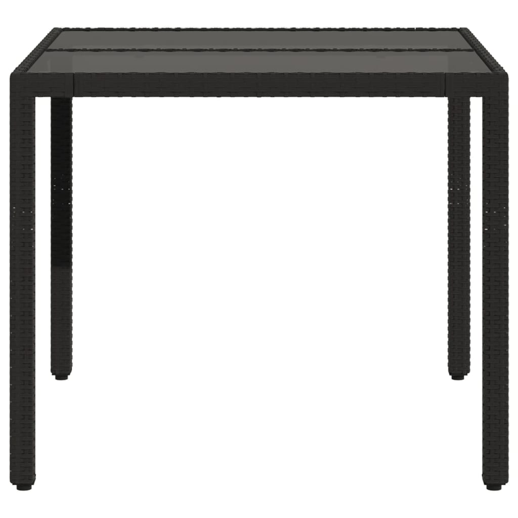 Mesa de jardim com tampo de vidro 90x90x75 cm vime PE preto - Image 4