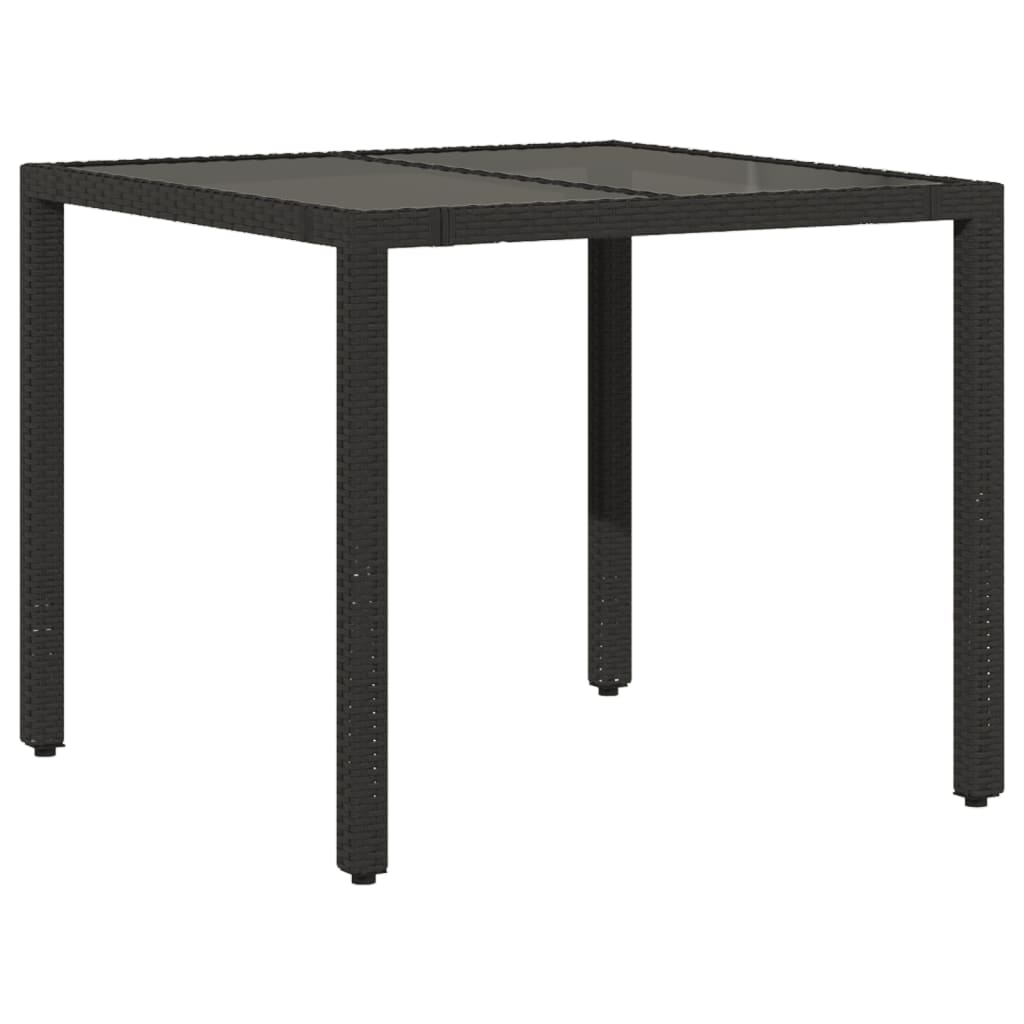 Mesa de jardim com tampo de vidro 90x90x75 cm vime PE preto - Image 5