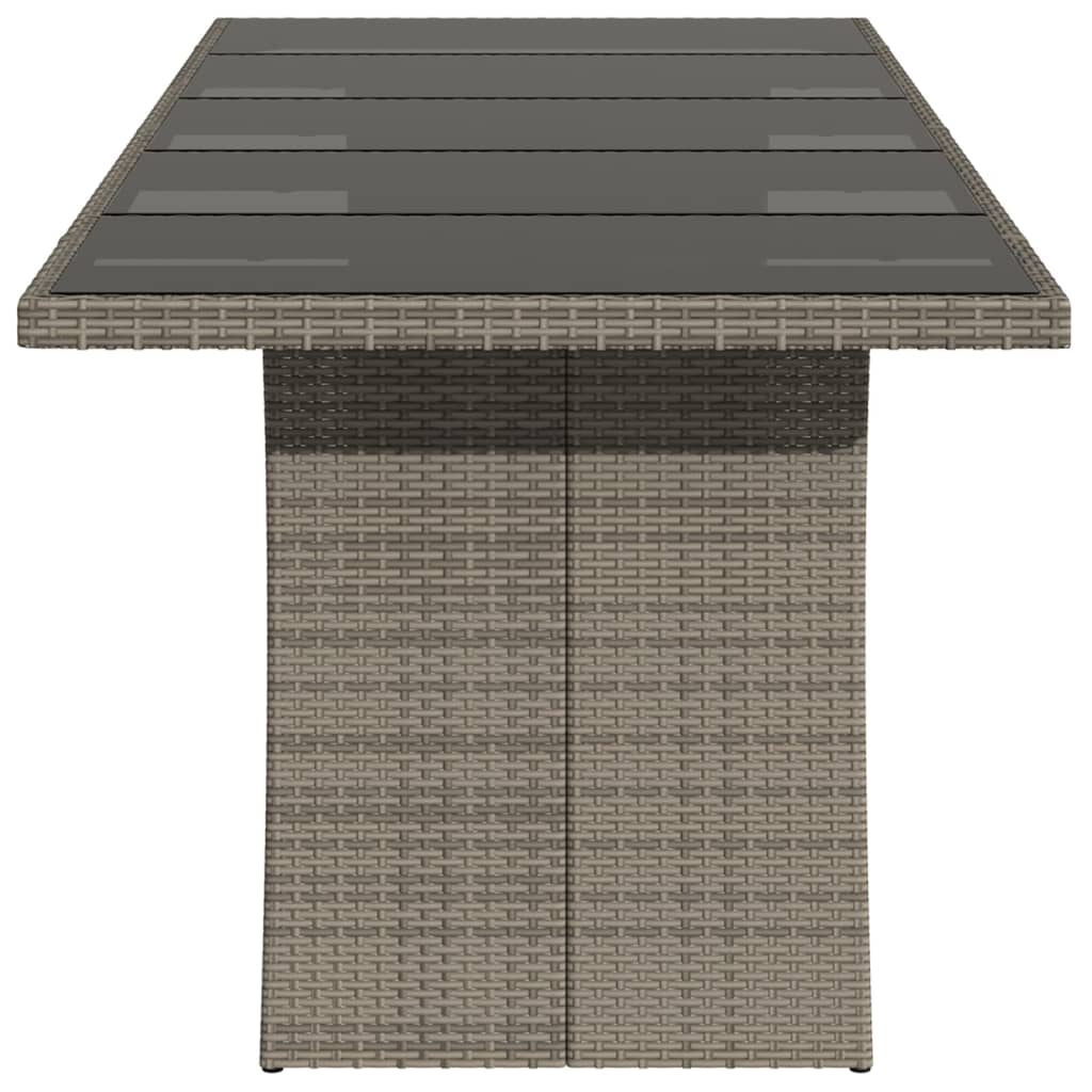 Mesa de jardim com tampo de vidro 240x90x75 cm vime PE cinzento - Image 4