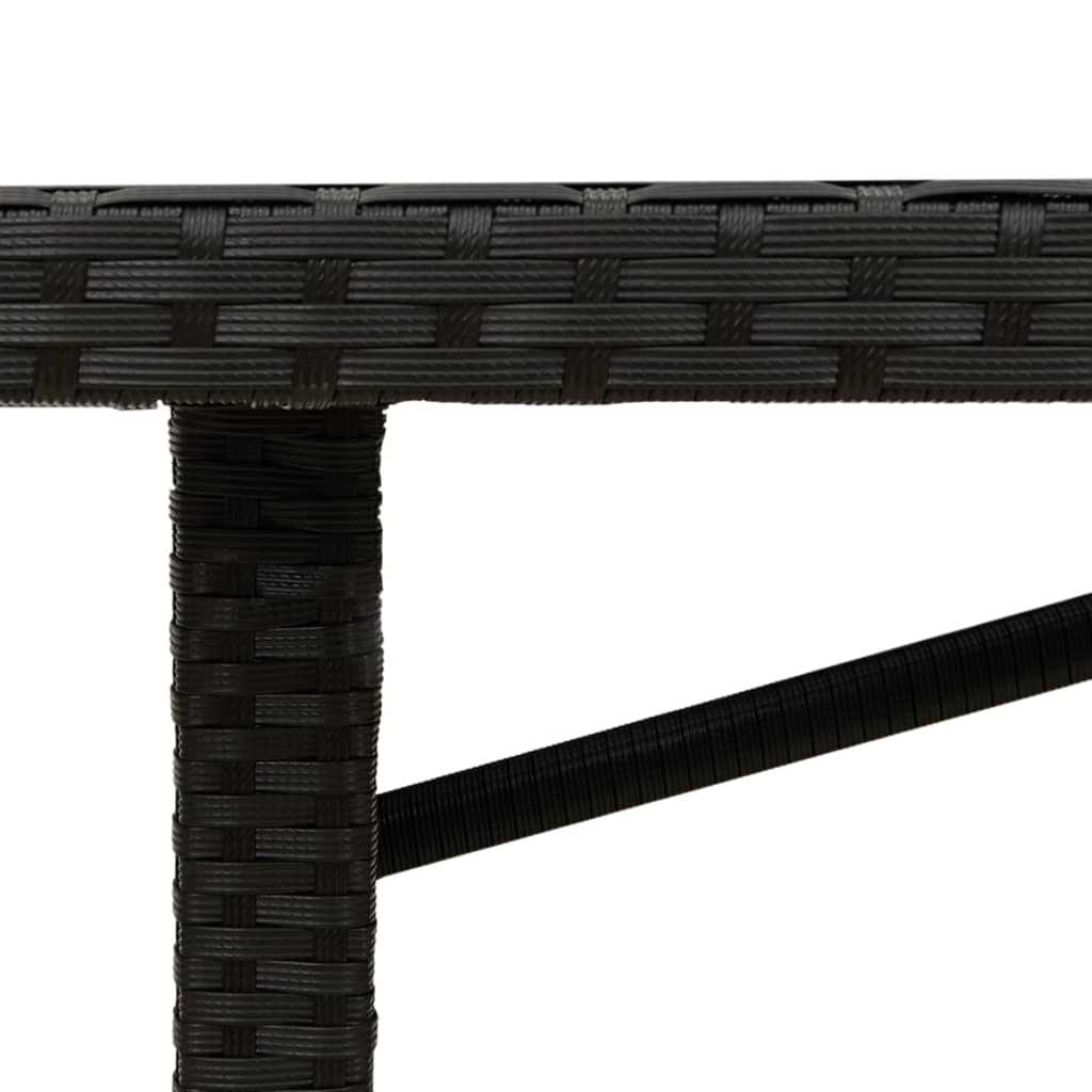 Mesa de jardim com tampo de vidro 190x80x75 cm vime PE preto - Image 8