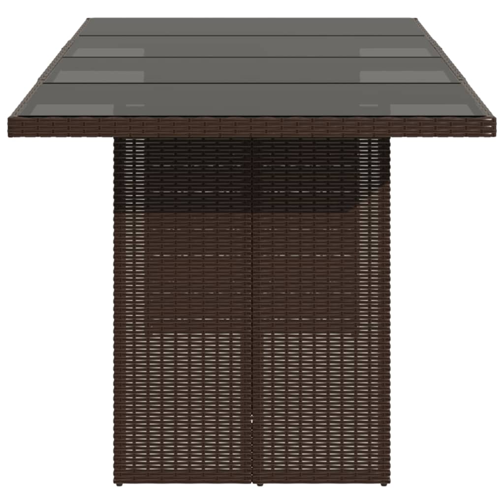 Mesa de jardim com tampo de vidro 190x80x75 cm vime PE castanho - Image 4