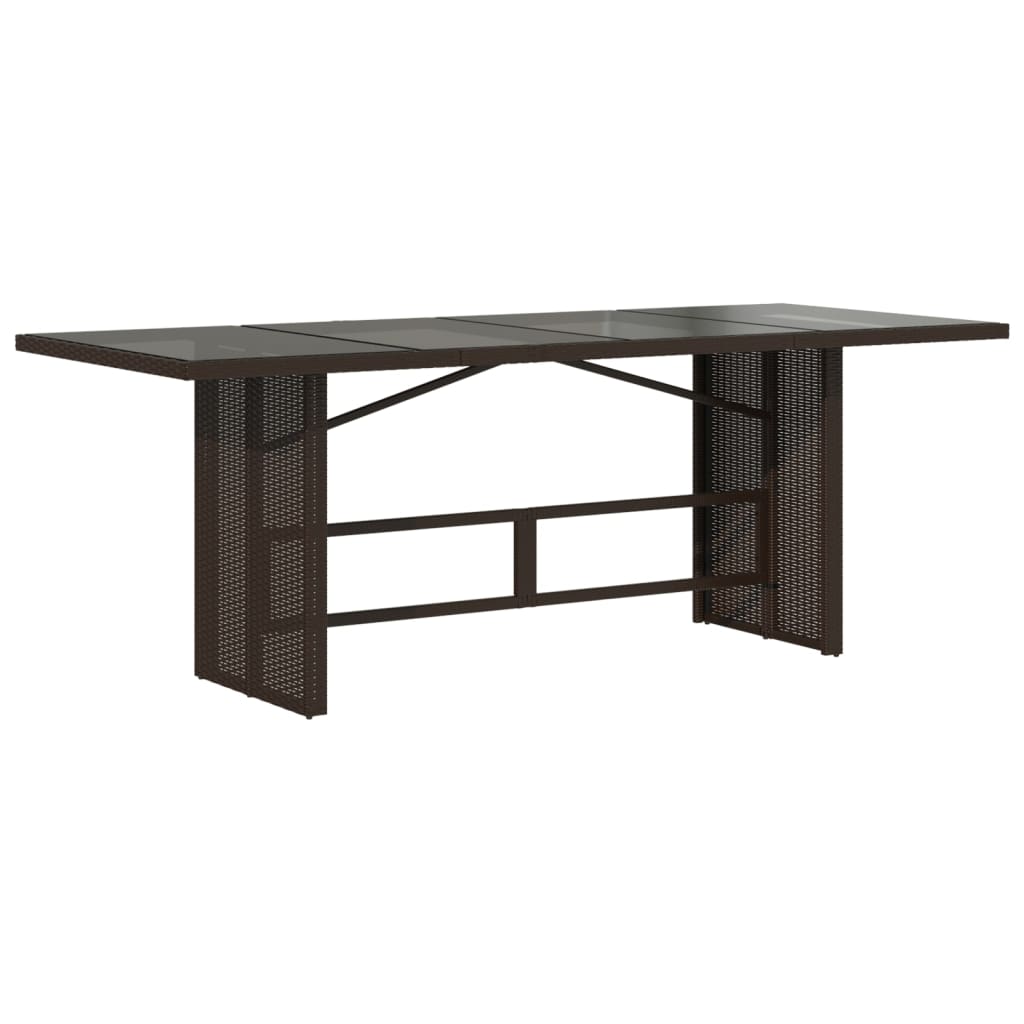 Mesa de jardim com tampo de vidro 190x80x75 cm vime PE castanho - Image 5