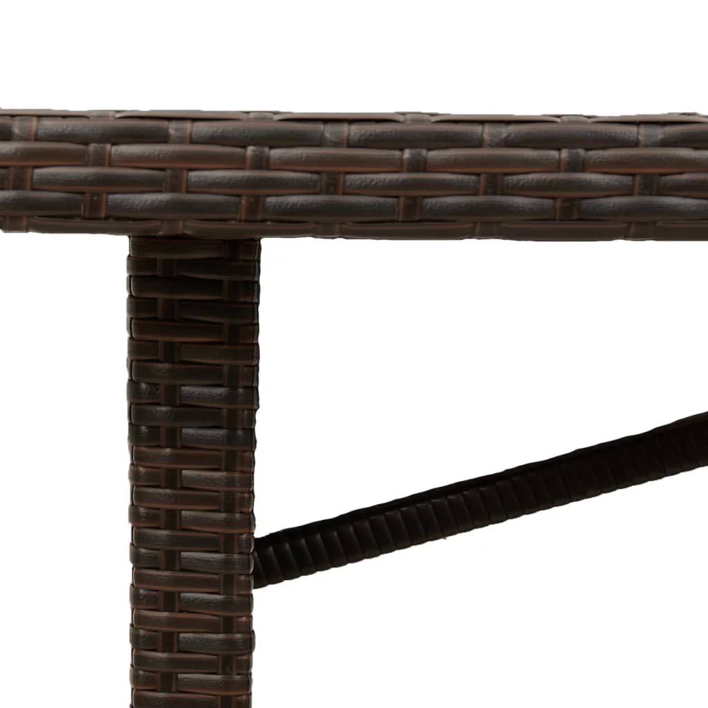 Mesa de jardim com tampo de vidro 190x80x75 cm vime PE castanho - Image 7