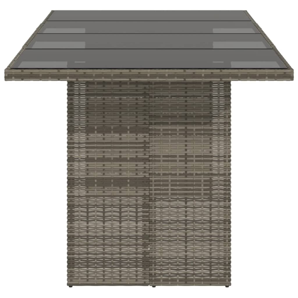 Mesa de jardim com tampo de vidro 190x80x75 cm vime PE cinza - Image 4
