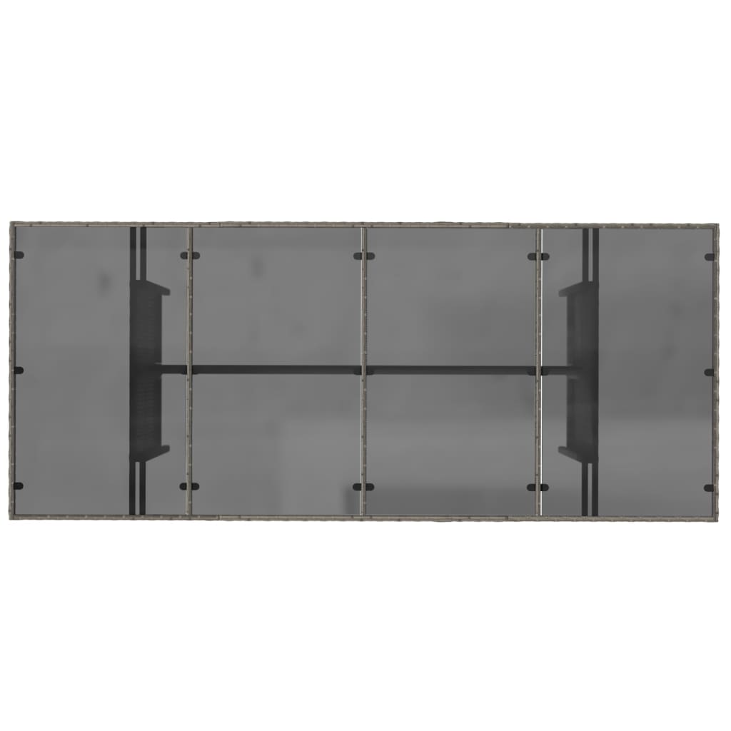 Mesa de jardim com tampo de vidro 190x80x75 cm vime PE cinza - Image 6