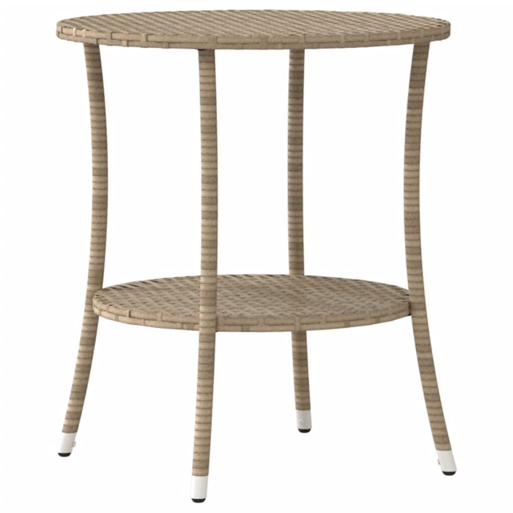 Cadeiras de jardim reclináveis 2 pcs com mesa vime PE bege - Image 5