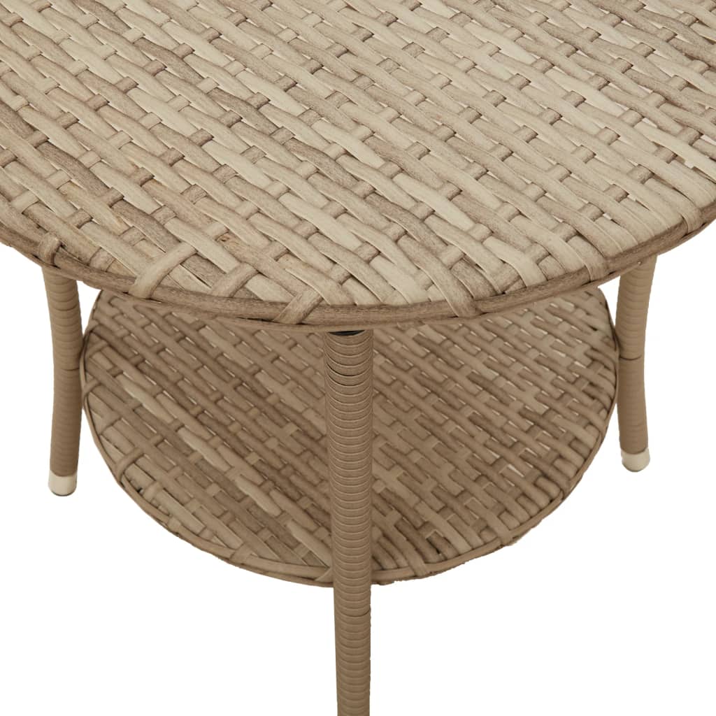 Cadeiras de jardim reclináveis 2 pcs com mesa vime PE bege - Image 9
