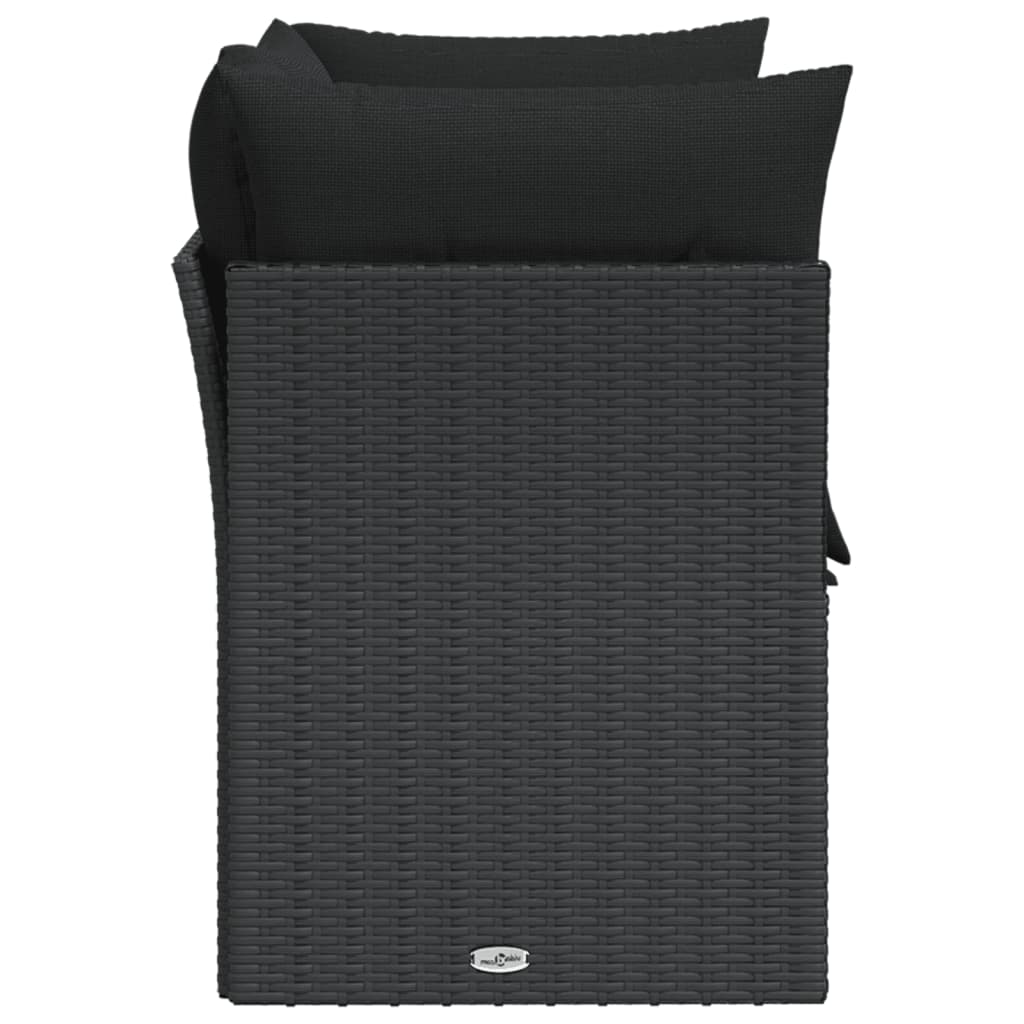 Sofá de jardim com almofadões 2 lugares vime PE preto - Image 4