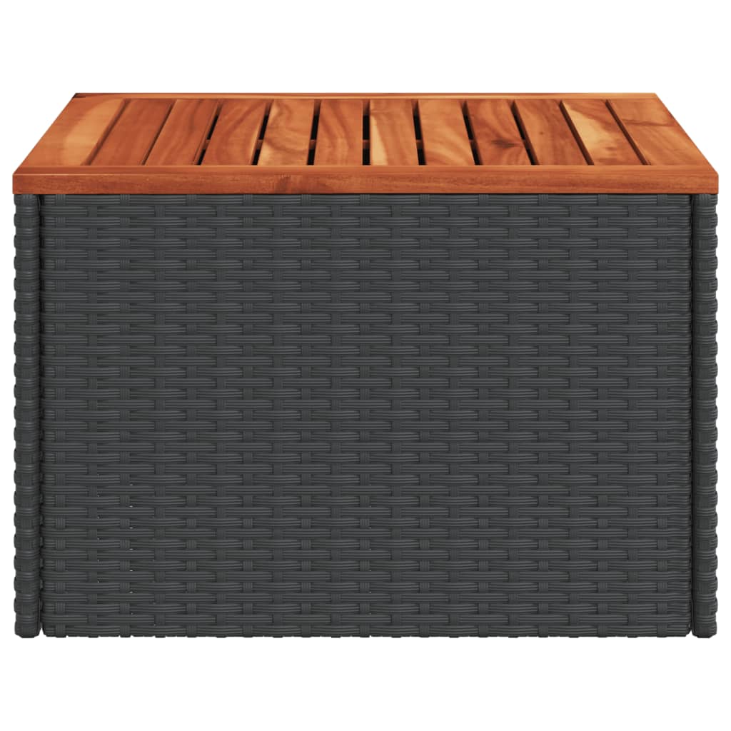 Mesa de jardim 55x55x37 cm vime PE e madeira de acácia preto - Image 3