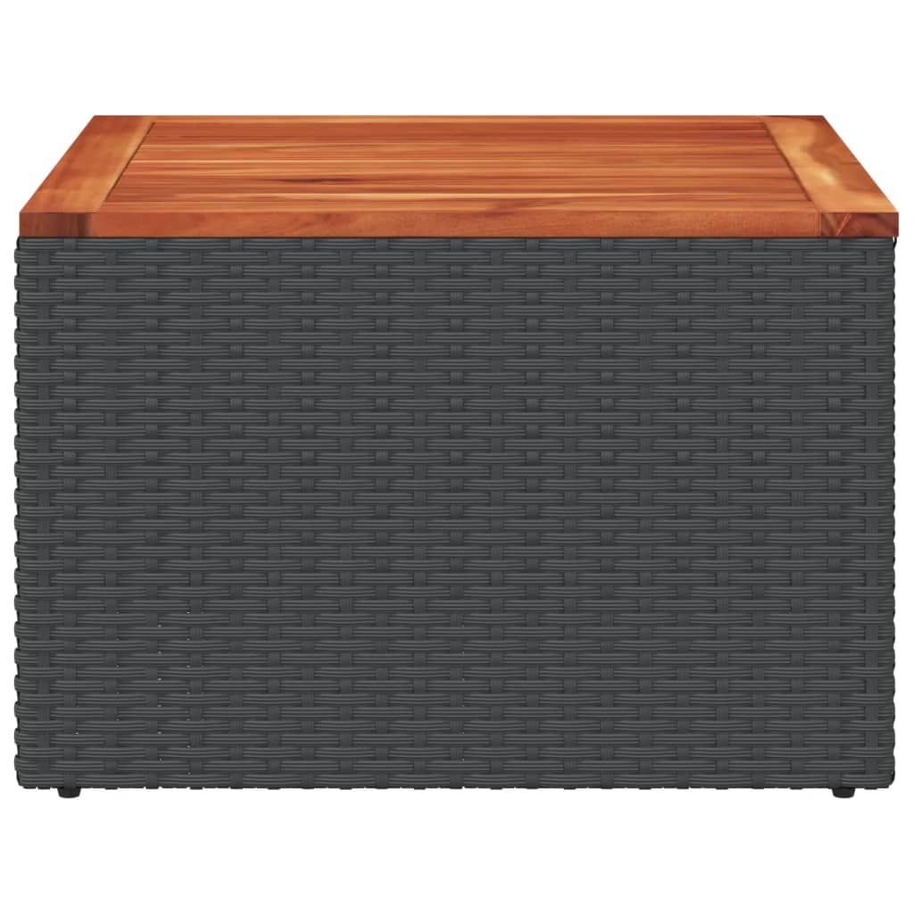 Mesa de jardim 55x55x37 cm vime PE e madeira de acácia preto - Image 4