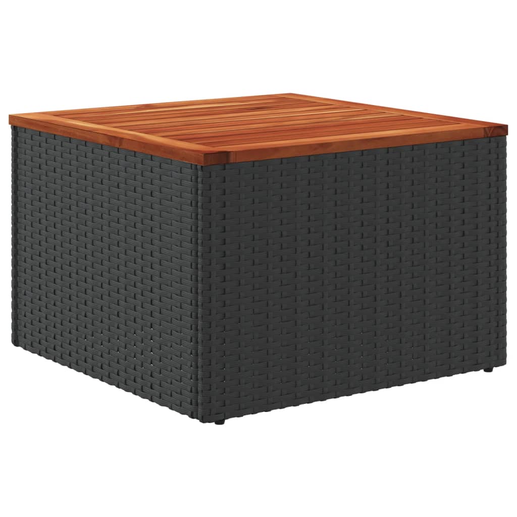 Mesa de jardim 55x55x37 cm vime PE e madeira de acácia preto - Image 5