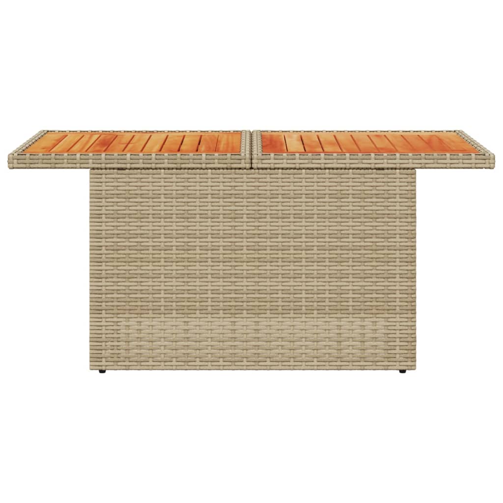 Mesa de jardim 100x55x73 cm vime PE e madeira de acácia bege - Image 4