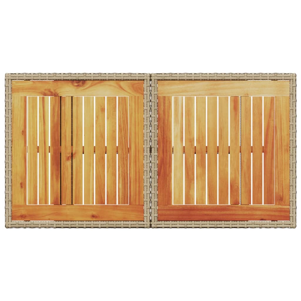 Mesa de jardim 100x55x73 cm vime PE e madeira de acácia bege - Image 6