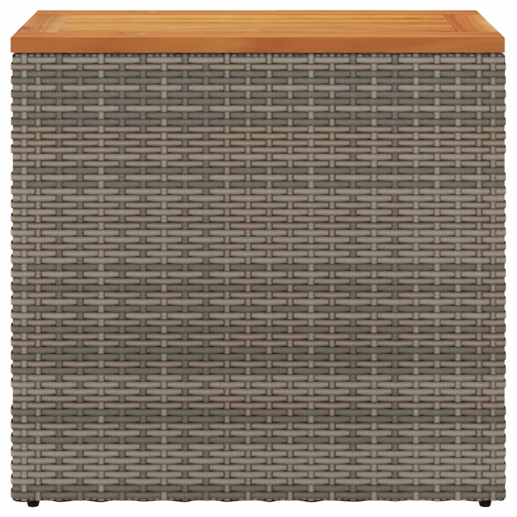 Mesa apoio jardim c/ tampo madeira 58x27,5x55 cm vime PE cinza - Image 4