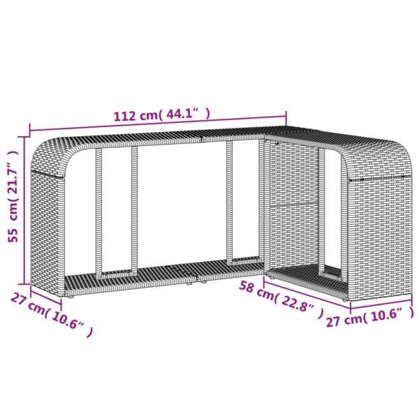 Prateleiras de arrumação 2 pcs vime PE cinzento-claro - Image 8