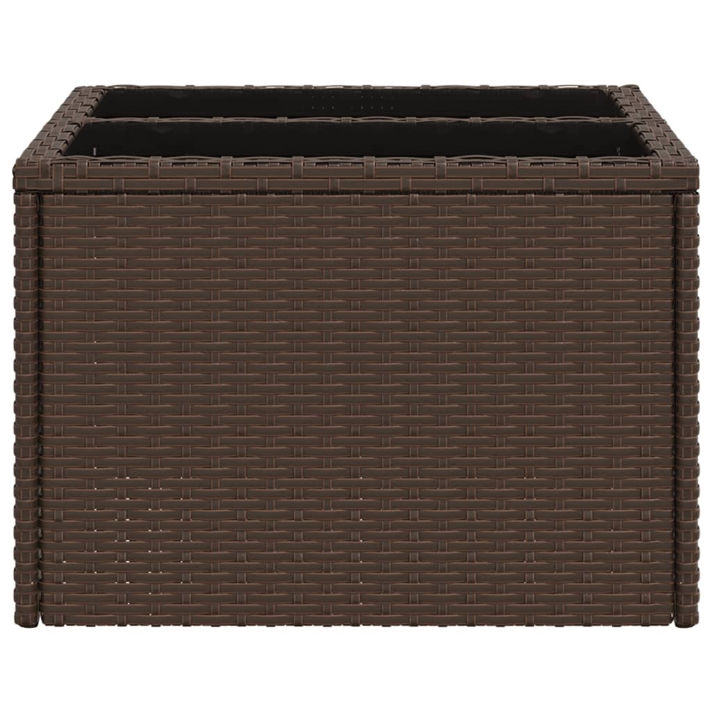 Mesa de jardim com tampo de vidro 55x55x37 cm vime PE castanho - Image 4