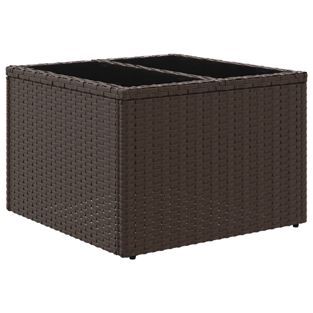 Mesa de jardim com tampo de vidro 55x55x37 cm vime PE castanho - Image 5