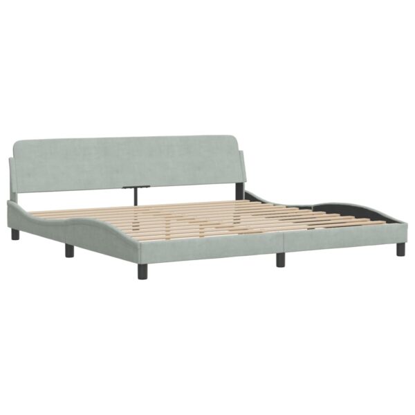 Cama com colchão 200x200 cm veludo cinzento-claro - Image 3