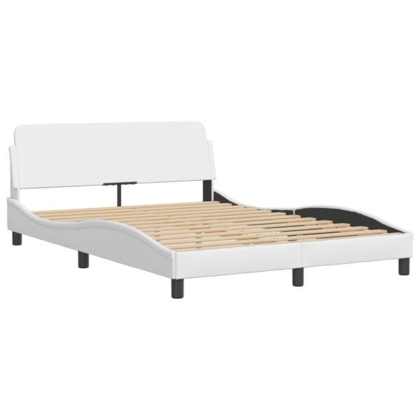 Cama com colchão 140x190 cm couro artificial branco - Image 3