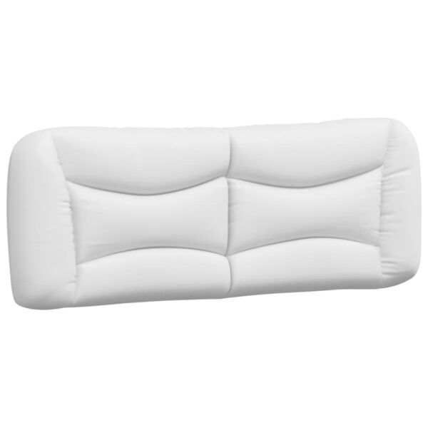 Cama com colchão 140x190 cm couro artificial branco - Image 4