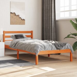 Cama sem colchão 90x190 cm madeira de pinho maciça castanho-mel