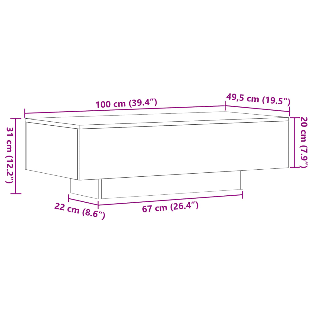 Mesa de centro 100x49,5x31 cm derivados madeira carvalho sonoma - Image 8