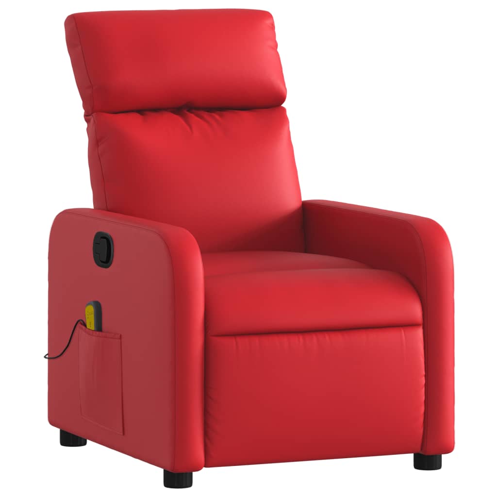 Poltrona de massagens reclinável couro artificial vermelho - Image 2