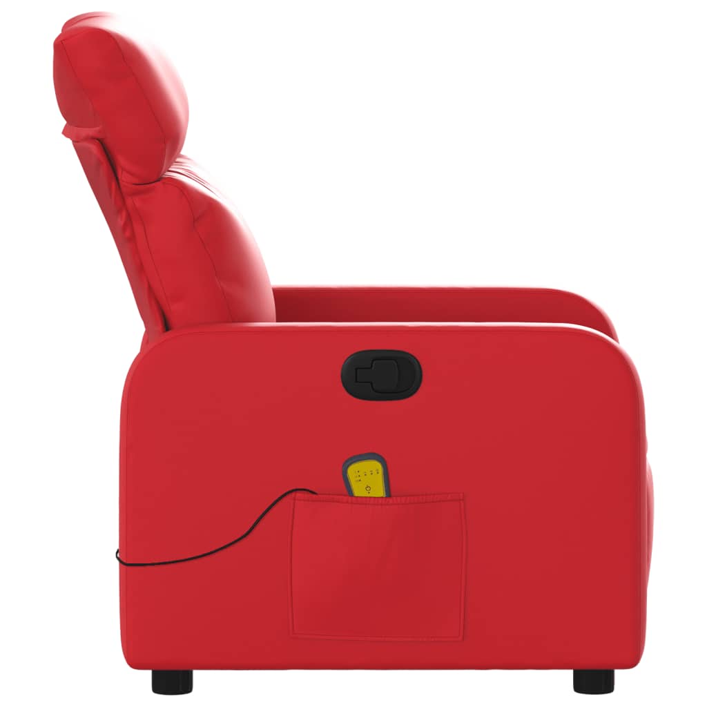 Poltrona de massagens reclinável couro artificial vermelho - Image 7