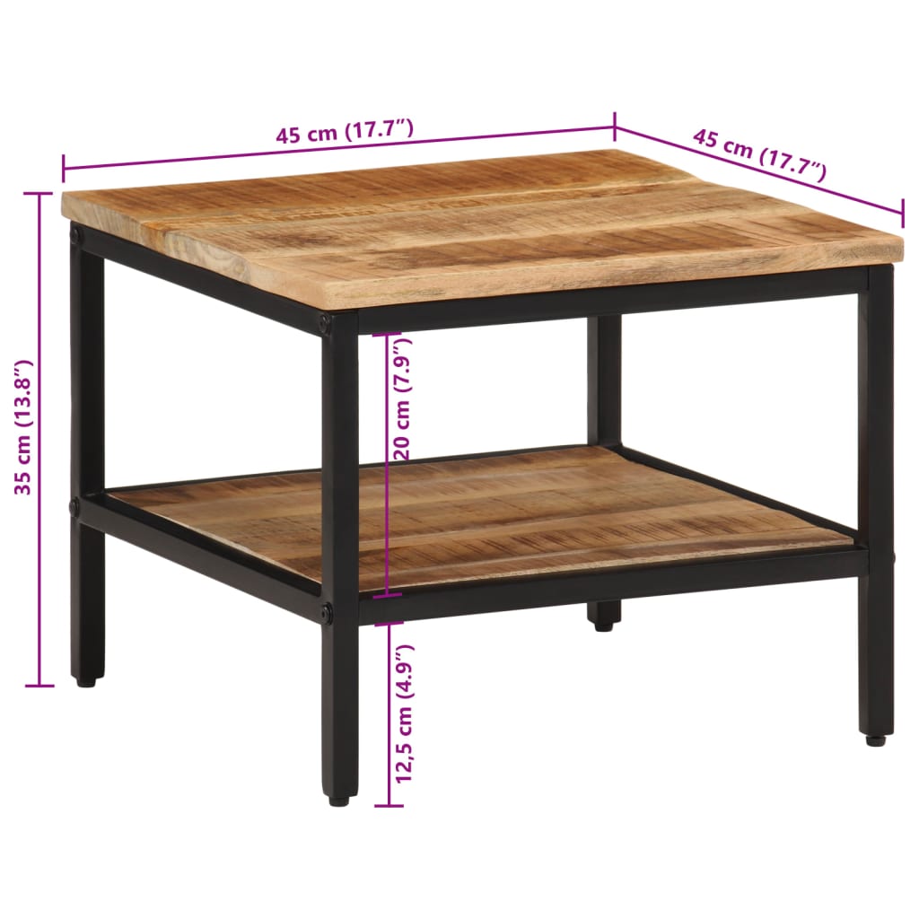 Mesa de centro 45x45x35 cm madeira de mangueira áspera maciça - Image 9