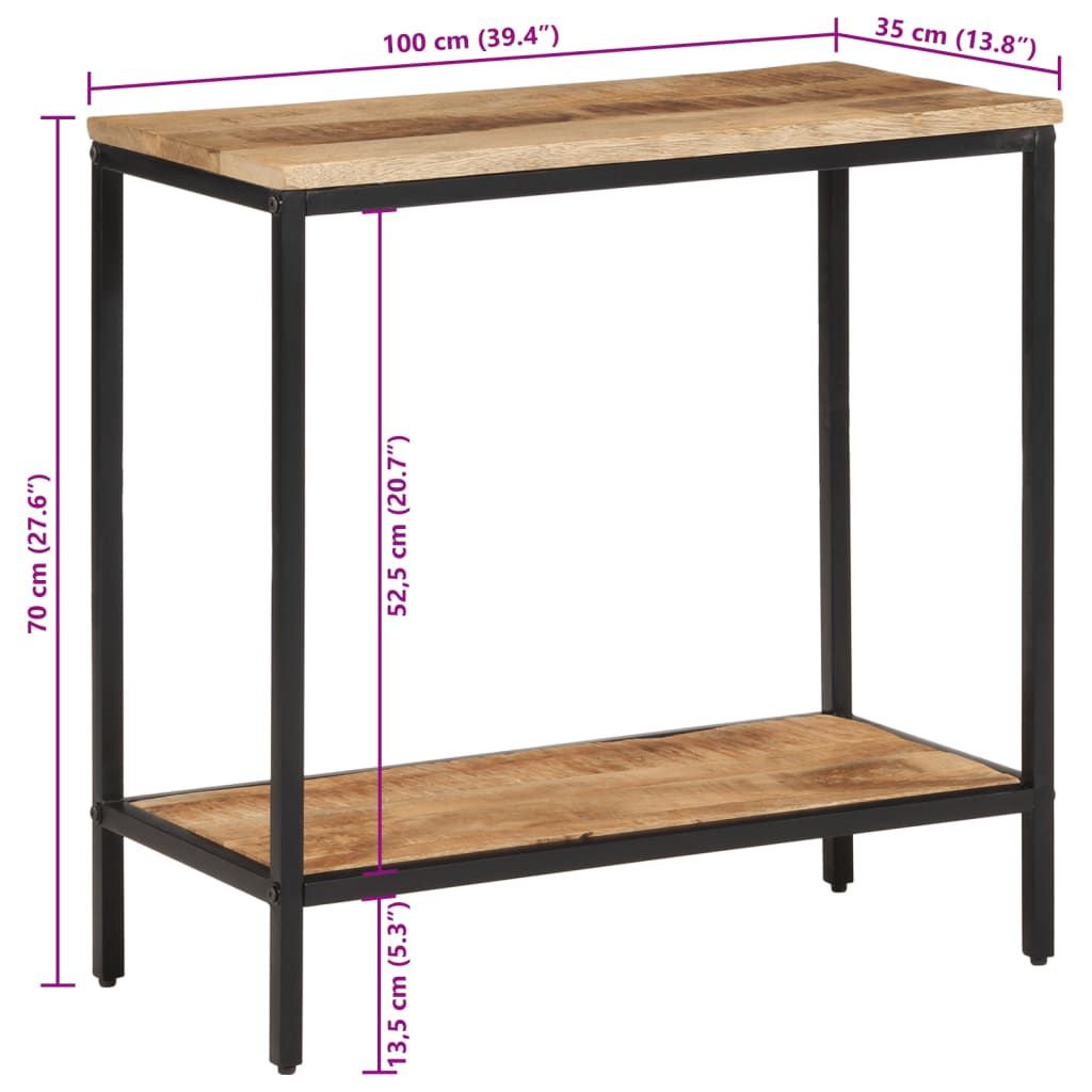 Mesa consola 100x35x70 cm madeira de mangueira áspera maciça - Image 9