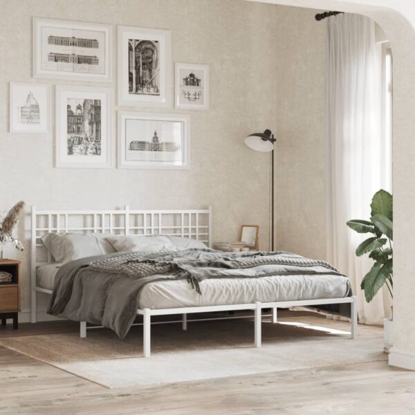 Cabeceira de cama 160 cm metal branco - Image 2