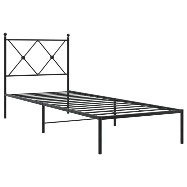 Estrutura de cama com cabeceira 80x200 cm metal preto - Image 2