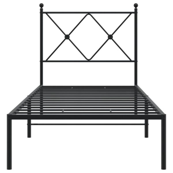 Estrutura de cama com cabeceira 80x200 cm metal preto - Image 3