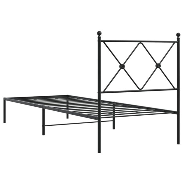 Estrutura de cama com cabeceira 80x200 cm metal preto - Image 5