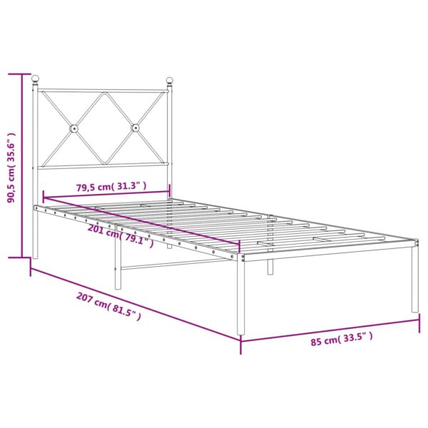 Estrutura de cama com cabeceira 80x200 cm metal preto - Image 7