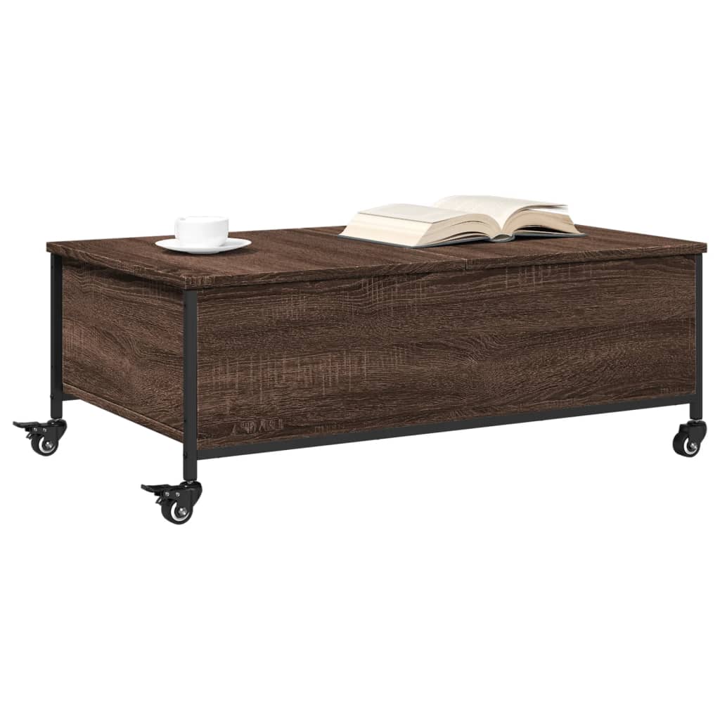 Mesa de centro com rodas derivados de madeira carvalho castanho - Image 3