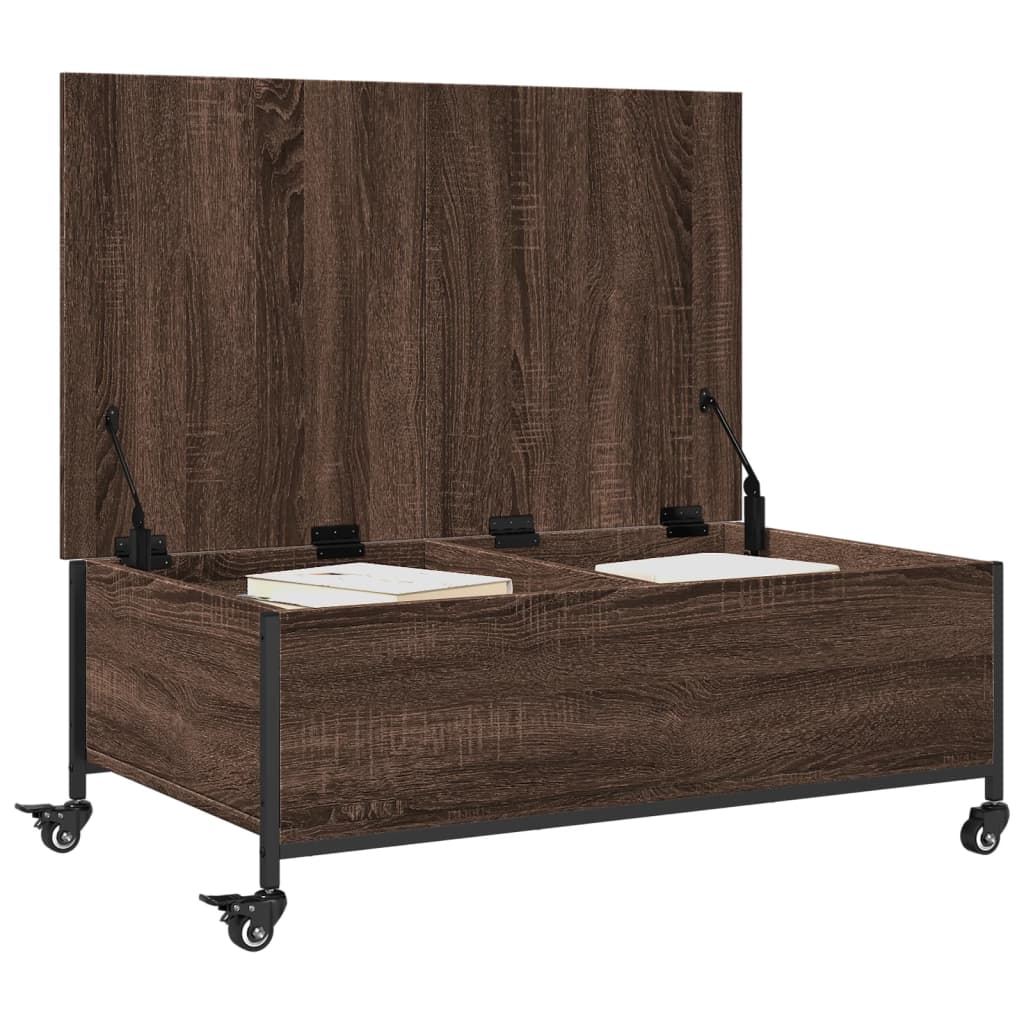 Mesa de centro com rodas derivados de madeira carvalho castanho - Image 4