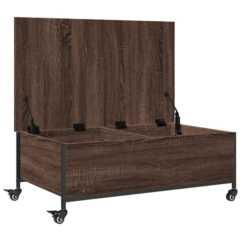 Mesa de centro com rodas derivados de madeira carvalho castanho - Image 6
