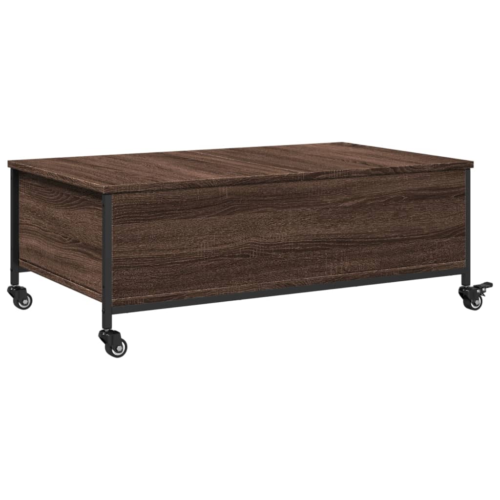 Mesa de centro com rodas derivados de madeira carvalho castanho - Image 8